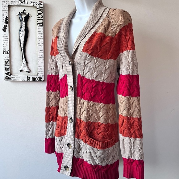 Women’s Lands’ End Eclectic Grandpa Drifter Cable Knit Cardigan Sweater Size S - Picture 5 of 16